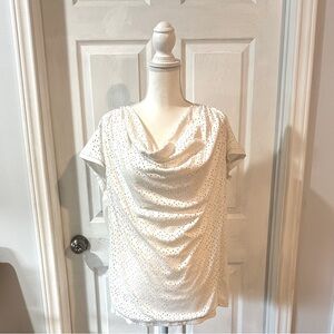 INC Woman 1X white top. Stretchy. Gently used. Short-sleeved.